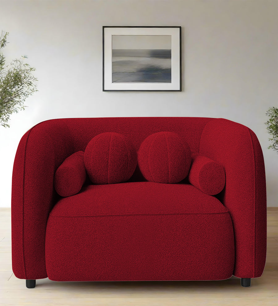 Corny  1 Seater Boucle Fabric Sofa - Candy Red by Febonic Living