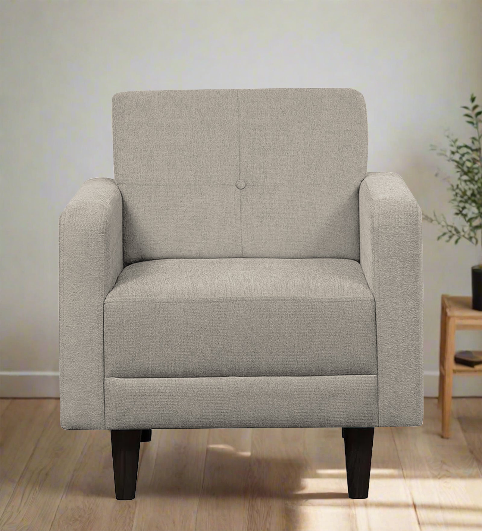 Noha Fabric 1 Seater Sofa in Ash Grey Colour