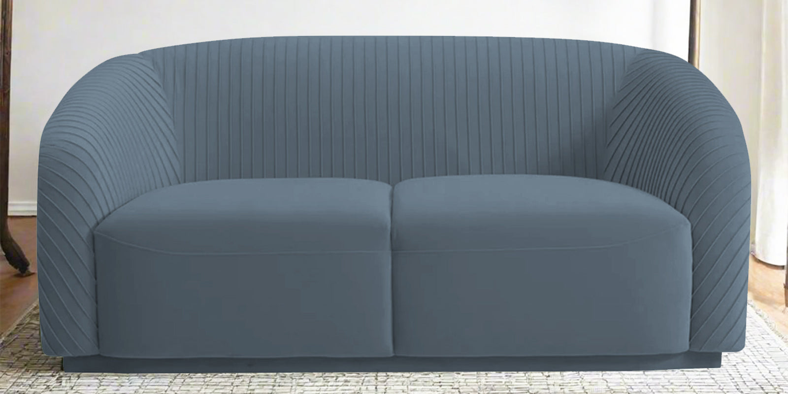 Yara Velvet Fabric 2 Seater Sofa in Oxford Blue Colour