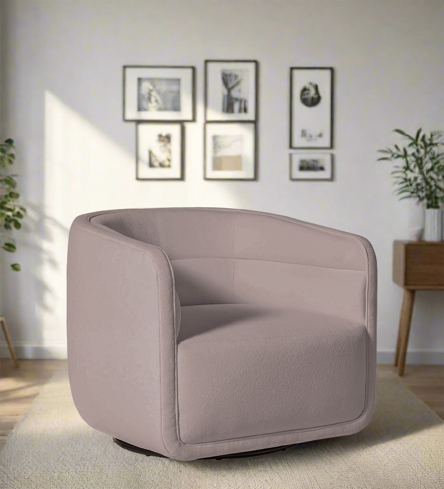 Ria  Swivel Fabric Chair - Almond Beige by Febonic Living