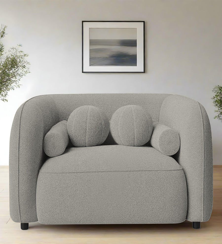 Corny  1 Seater Boucle Fabric Sofa - Fog Grey by Febonic Living