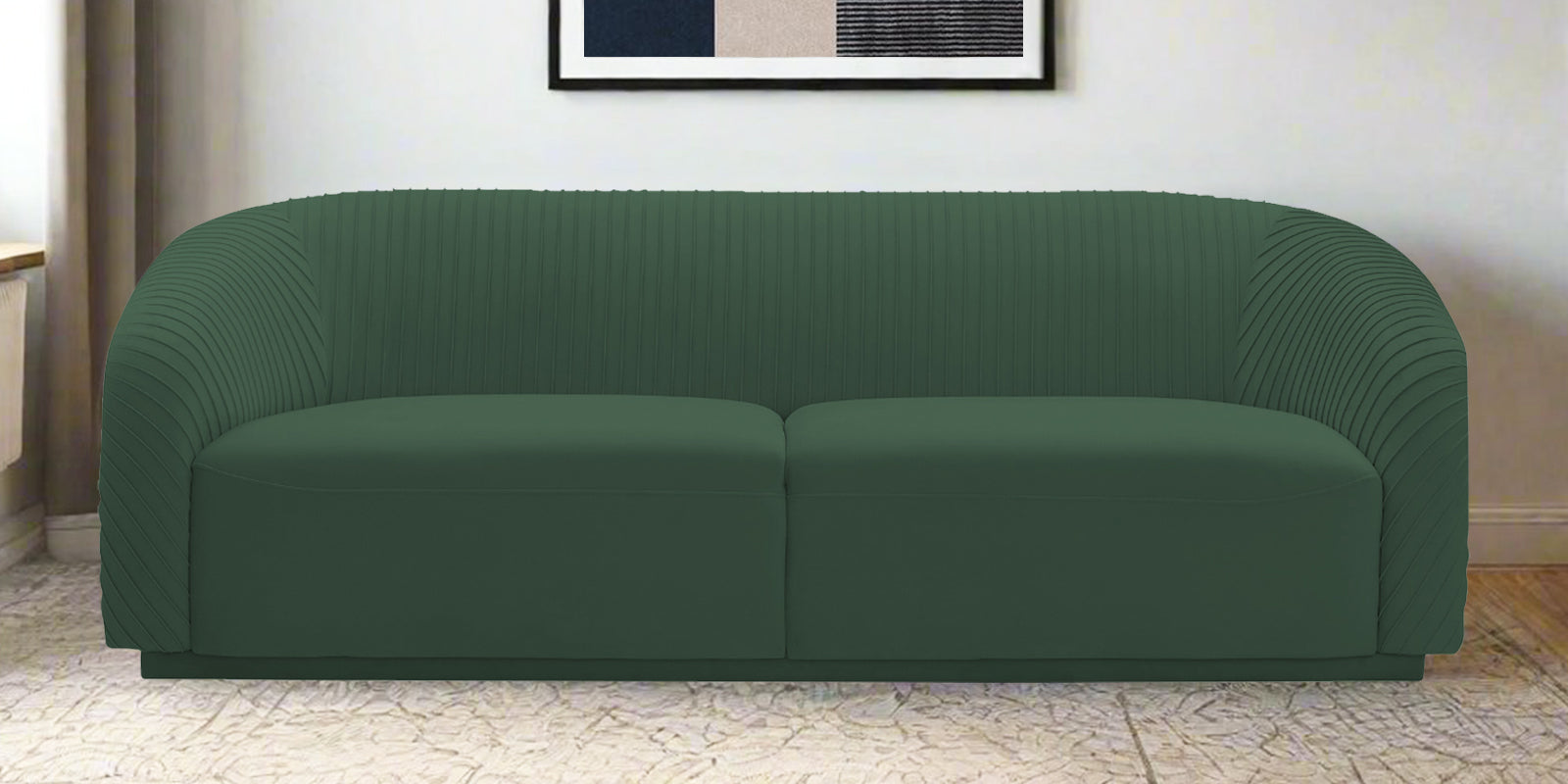 Yara Velvet Fabric 3 Seater Sofa in Amazon Green Colour