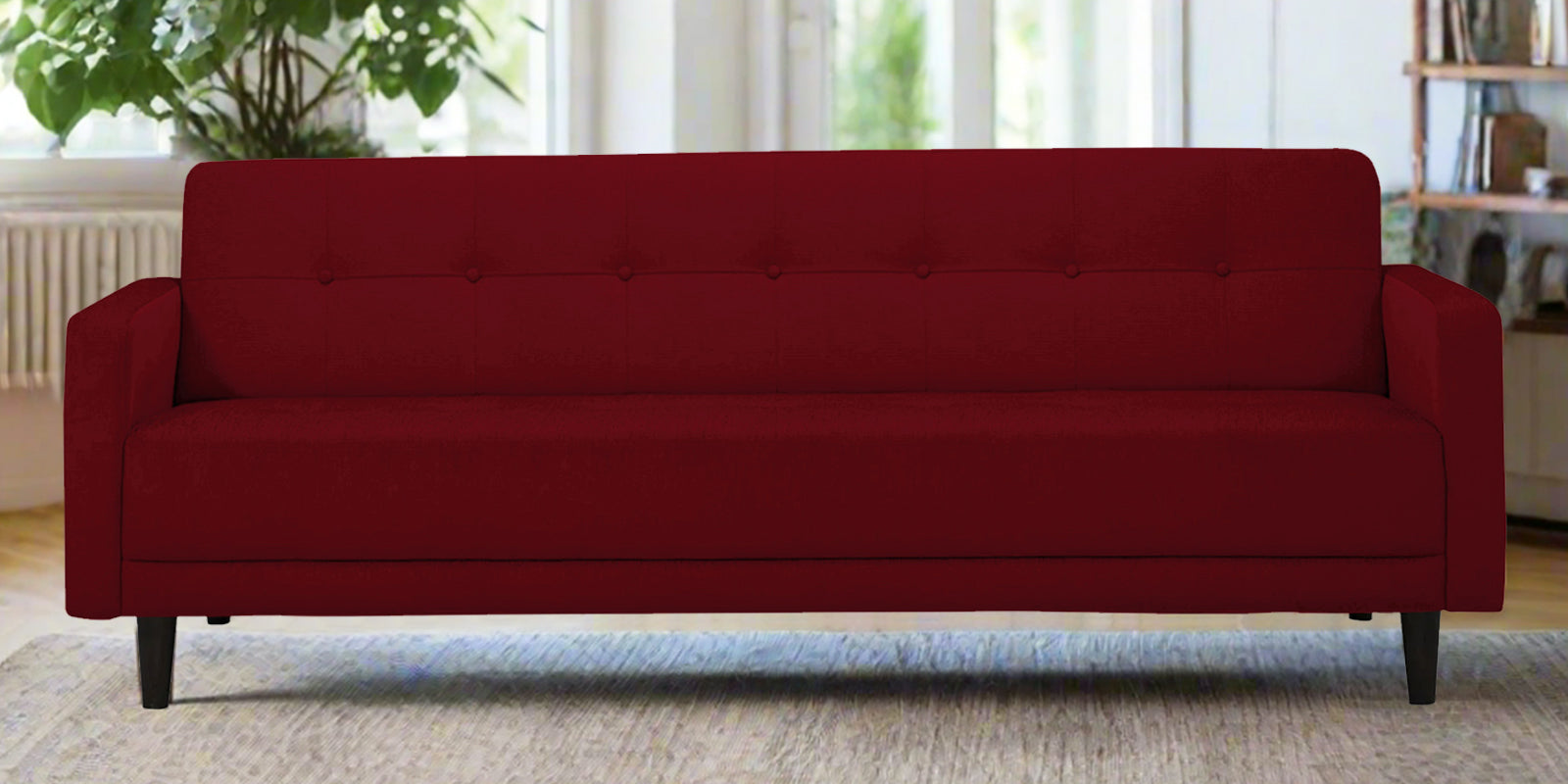Noha Fabric 3 Seater Sofa In Ruby Red Colour