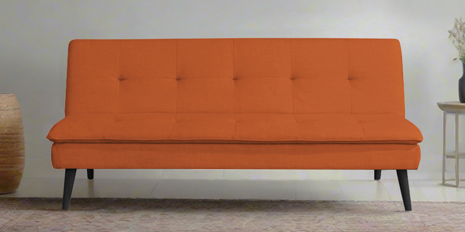 Toner Fabric Convertible Sofa Cum Bed In Vivid Orange Colour