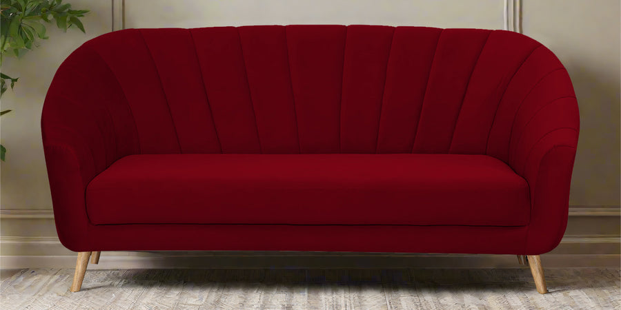 Kaylee Velvet 3 Seater Sofa In Cherry Red Colour - Febonic Living