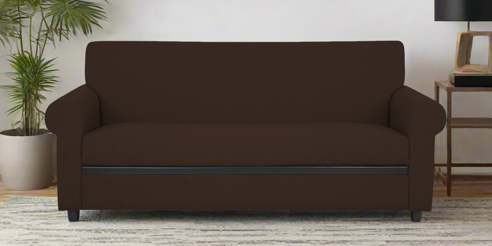 Ribby Fabric 3 Seater Sofa in Cidar Brown Colour