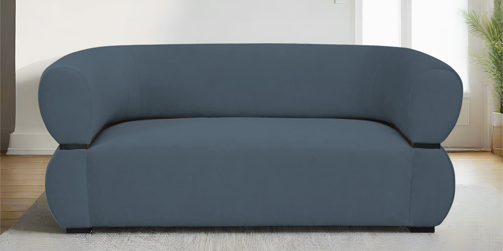 Kula Velvet 2 Seater Sofa In Oxford Blue Colour