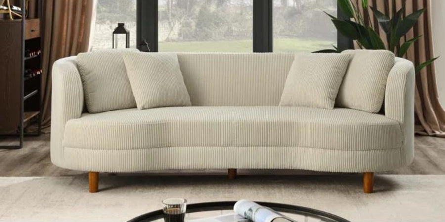 Rola Fabric 3 Seater Sofa In Ivory Cream Colour - Febonic Living
