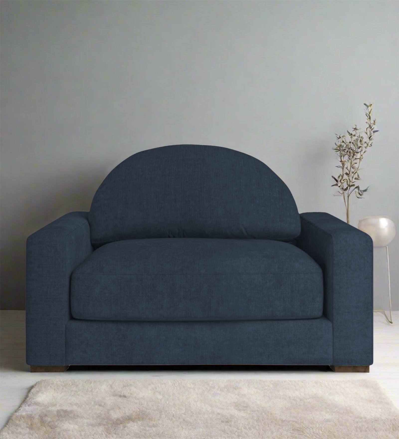 Adara Fabric 1 Seater Sofa In Denim Blue Colour