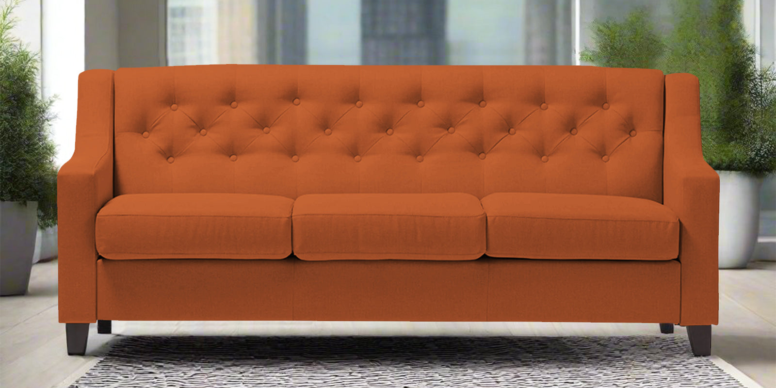 Baidy Fabric 3 Seater Sofa in Vivid Orange Colour