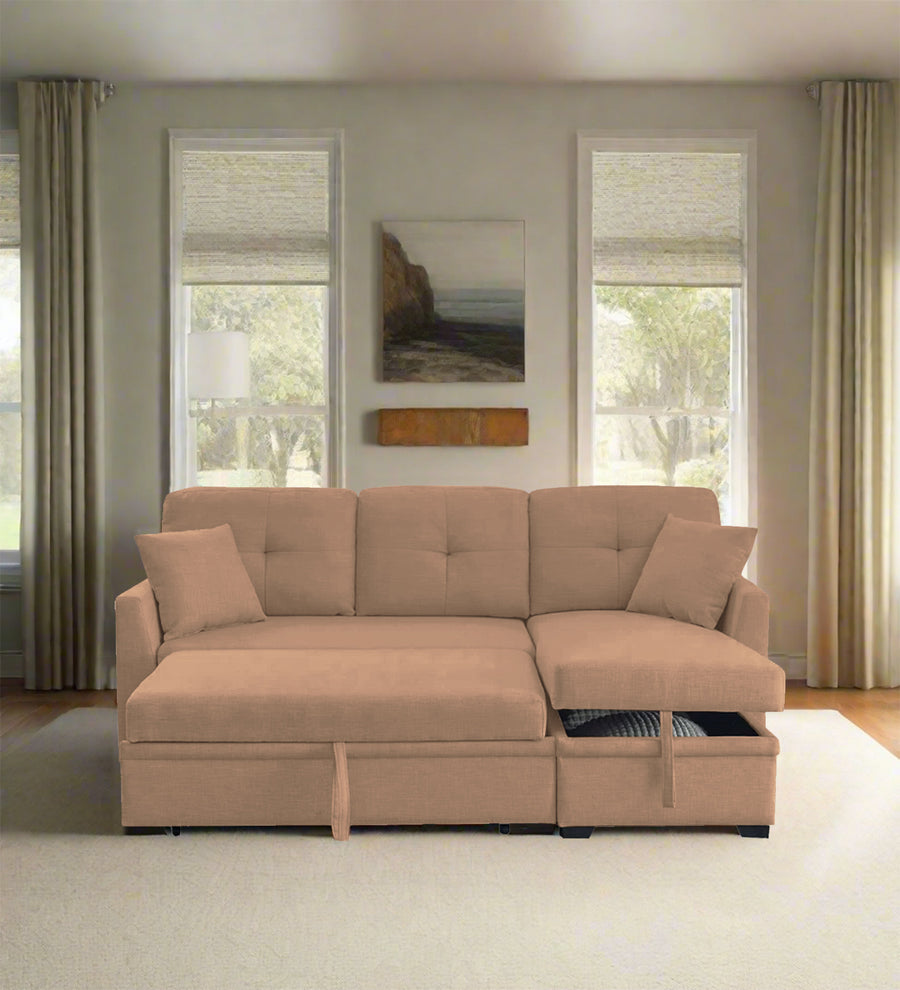 Jody  3 Seater Pull Out  Cum Bed Fabric Sofa - Cosmic Beige by Febonic Living