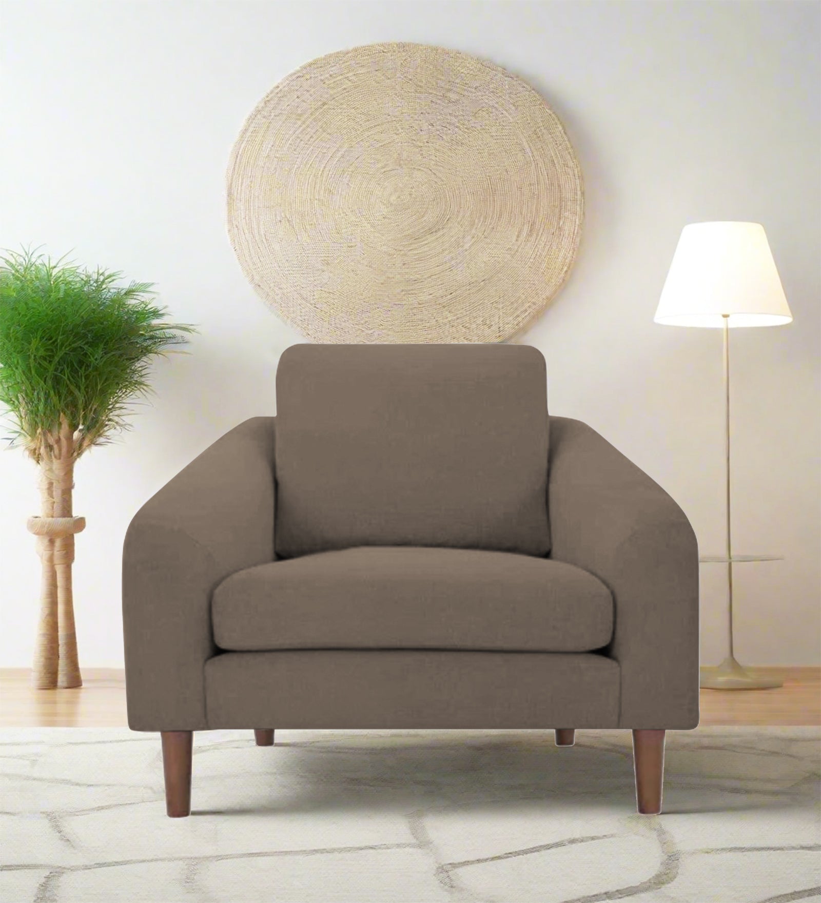Elara Fabric 1 Seater Sofa in Hazel Beige Colour - Febonic Living