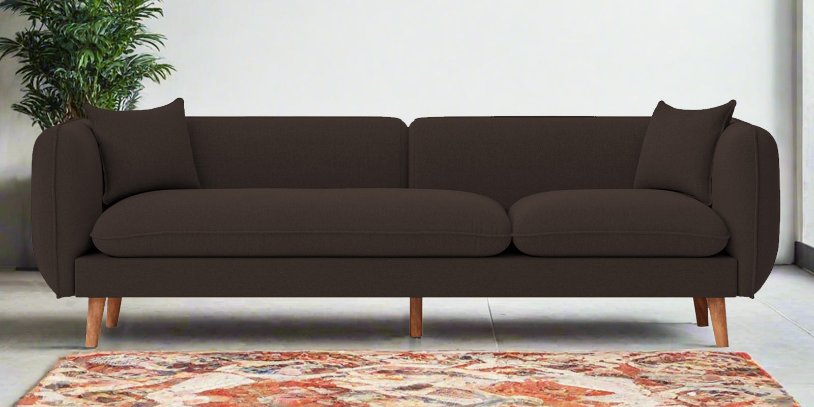 Reva Fabric 3 Seater Sofa In Coco Brown Colour