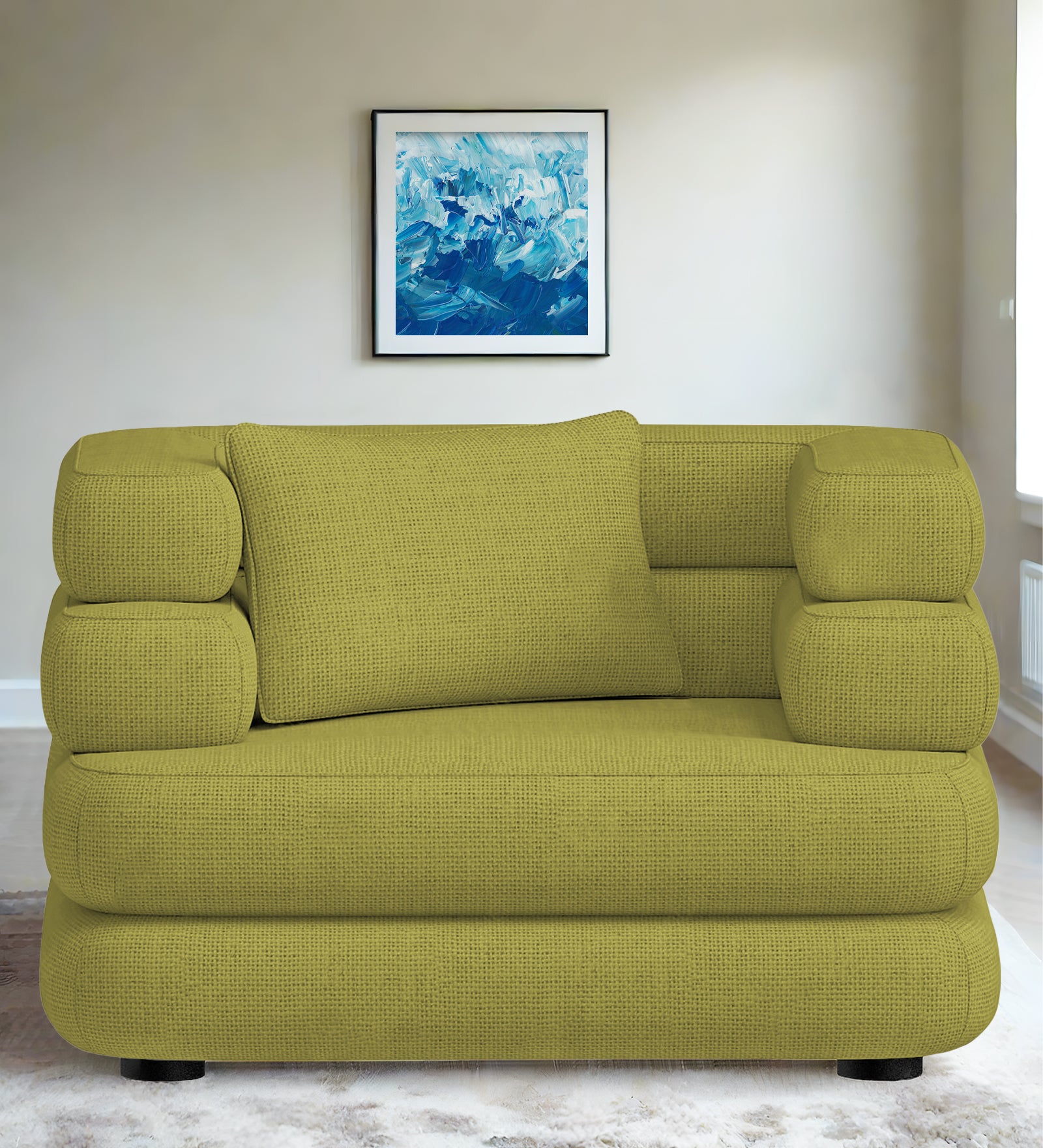 Wener Fabric 1 Seater Sofa in Kelly Green Colour