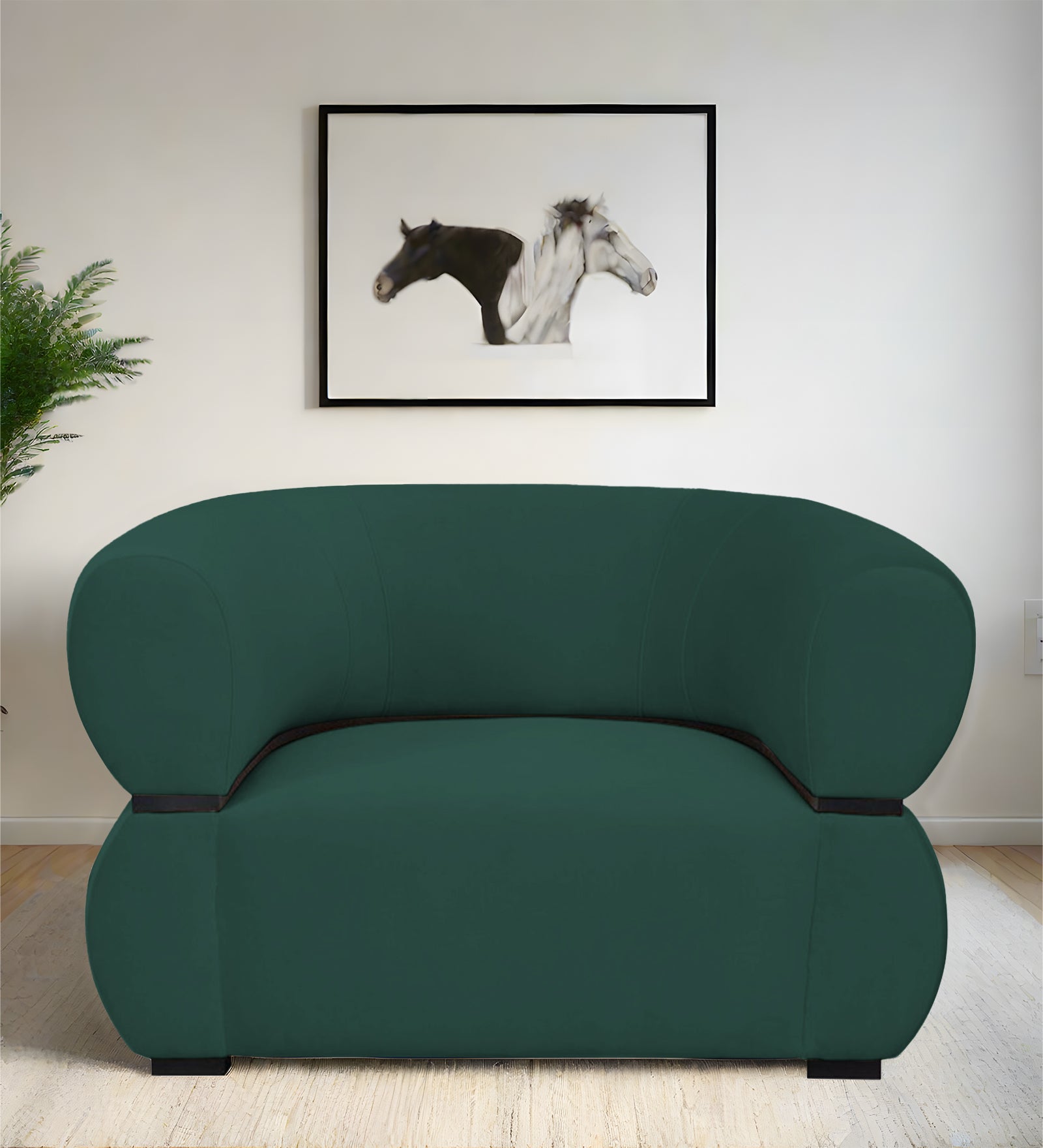 Kula Velvet 1 Seater Sofa In Amazon Green Colour