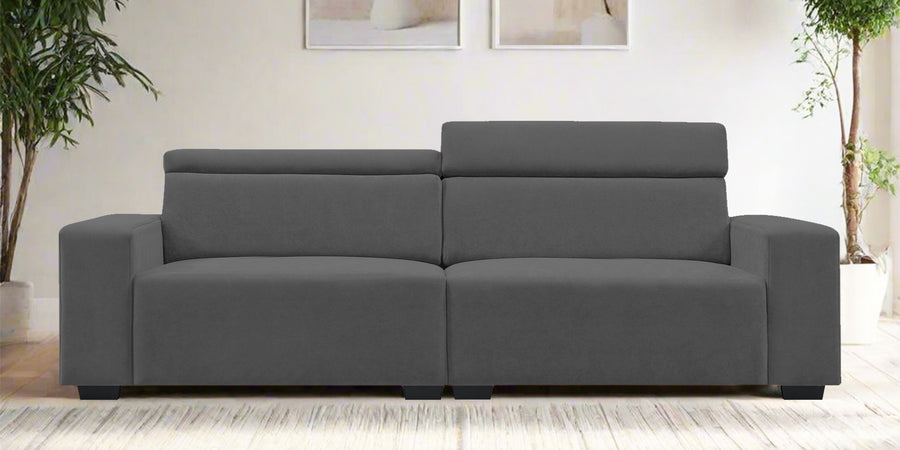 Hiro Fabric 3 Seater Sofa In Pure Grey Colour - Febonic Living