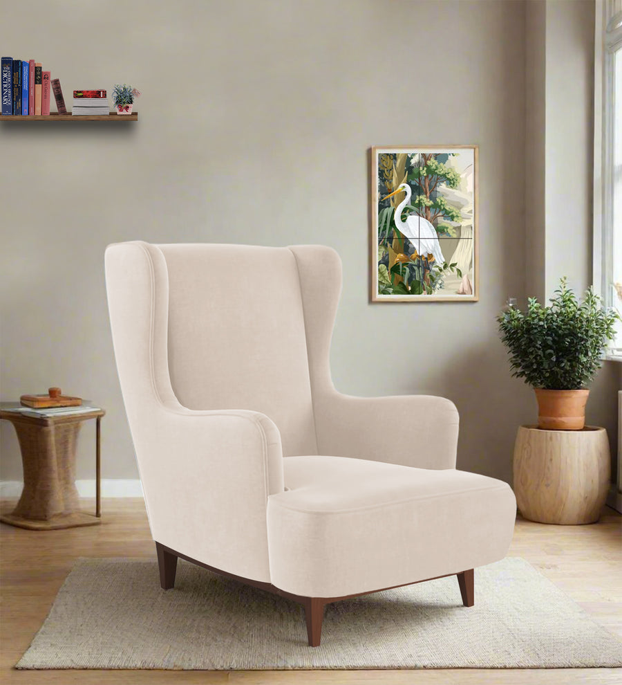 Suri  Wing Velvet Chair - Camel Beige by Febonic Living