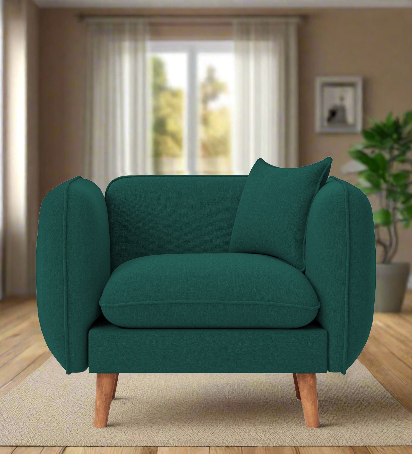 Reva Fabric 1 Seater Sofa In  Sage Green Colour - Febonic Living