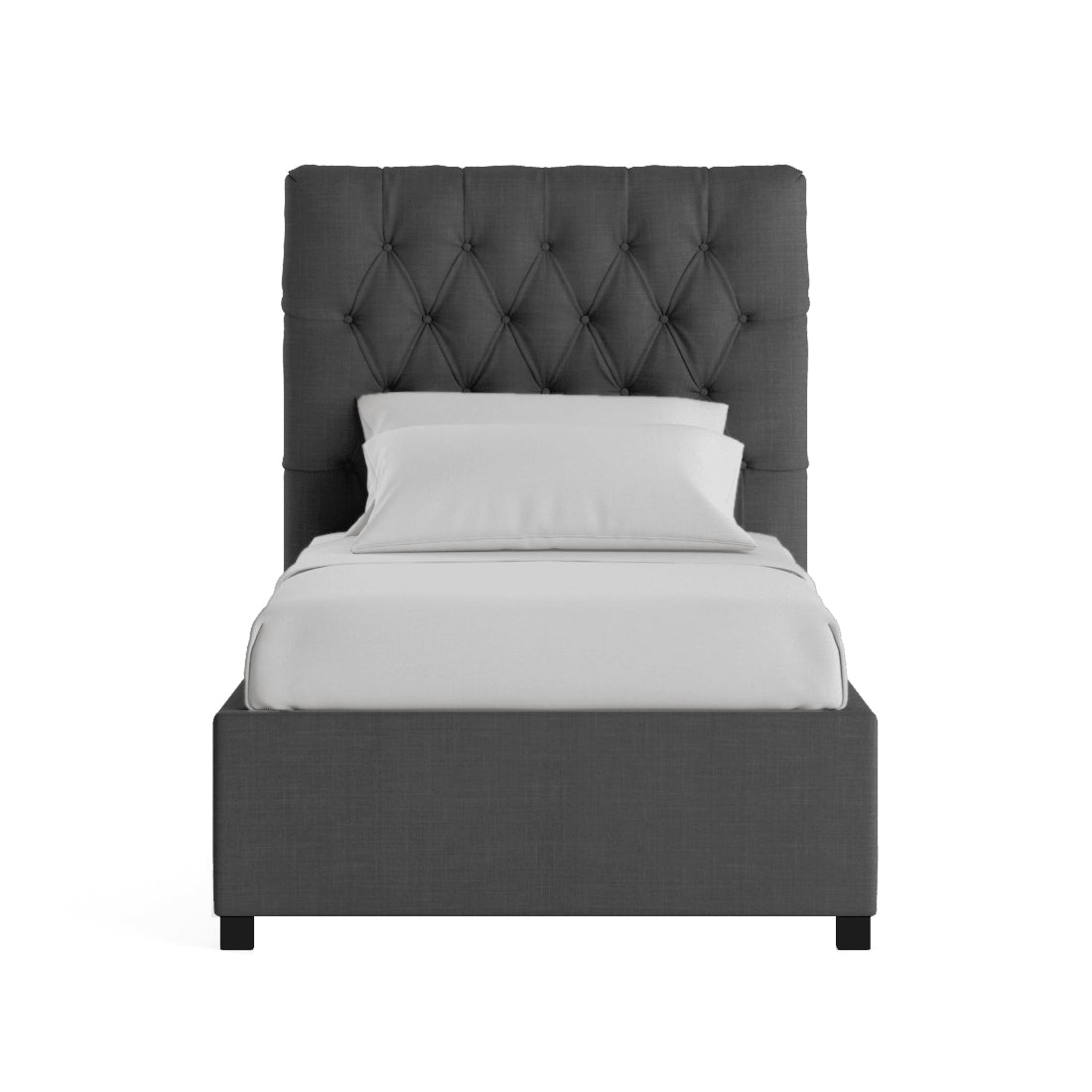 Isko Fabric Upholstered Single Bed in Charcoal Grey Colour with Box Storage