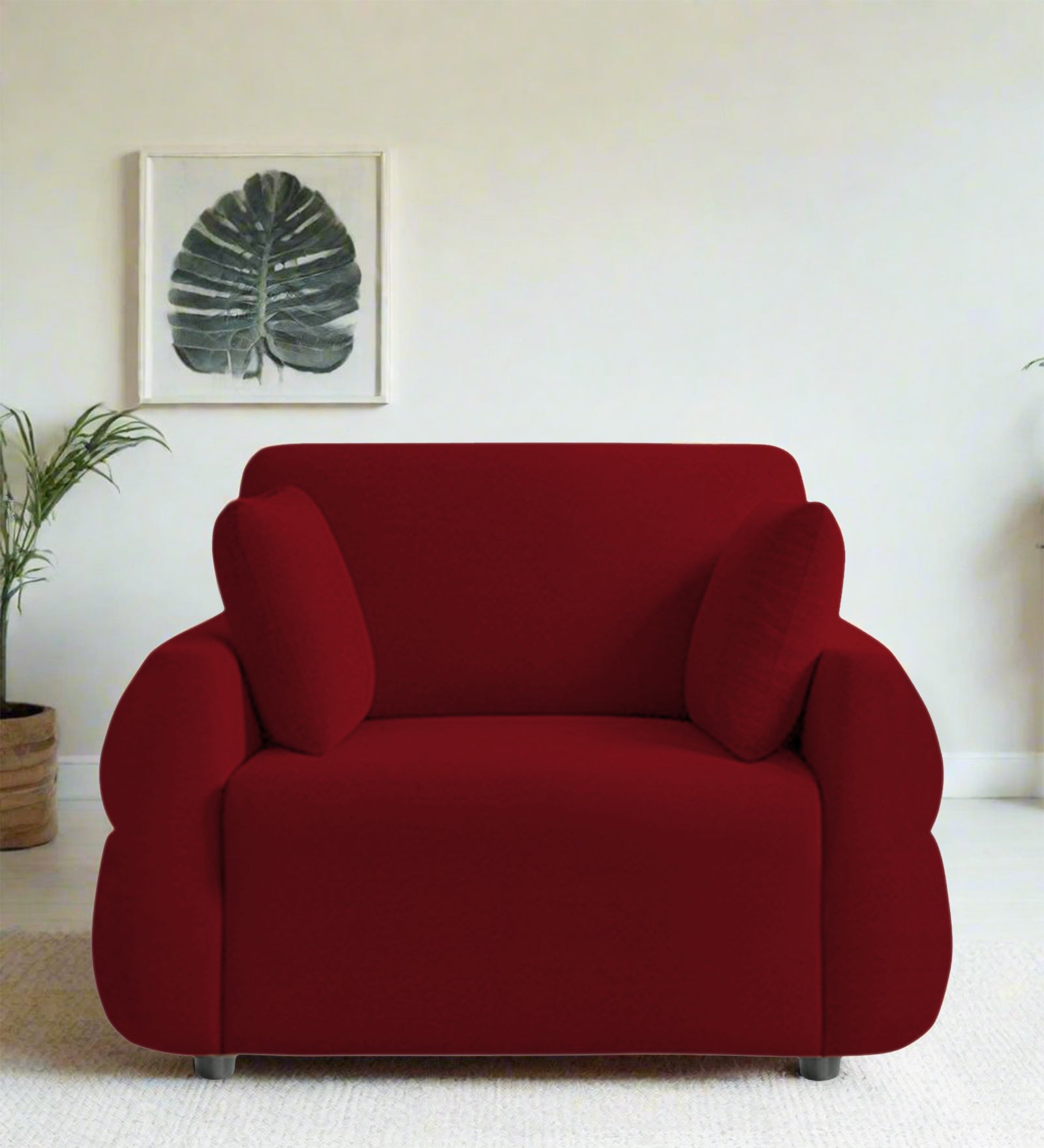 Jack Fabric 1 Seater Sofa In Ruby Red Colour