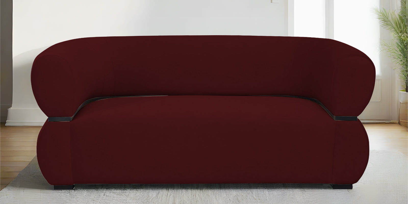 Kula Velvet 2 Seater Sofa In Blood Maroon Colour