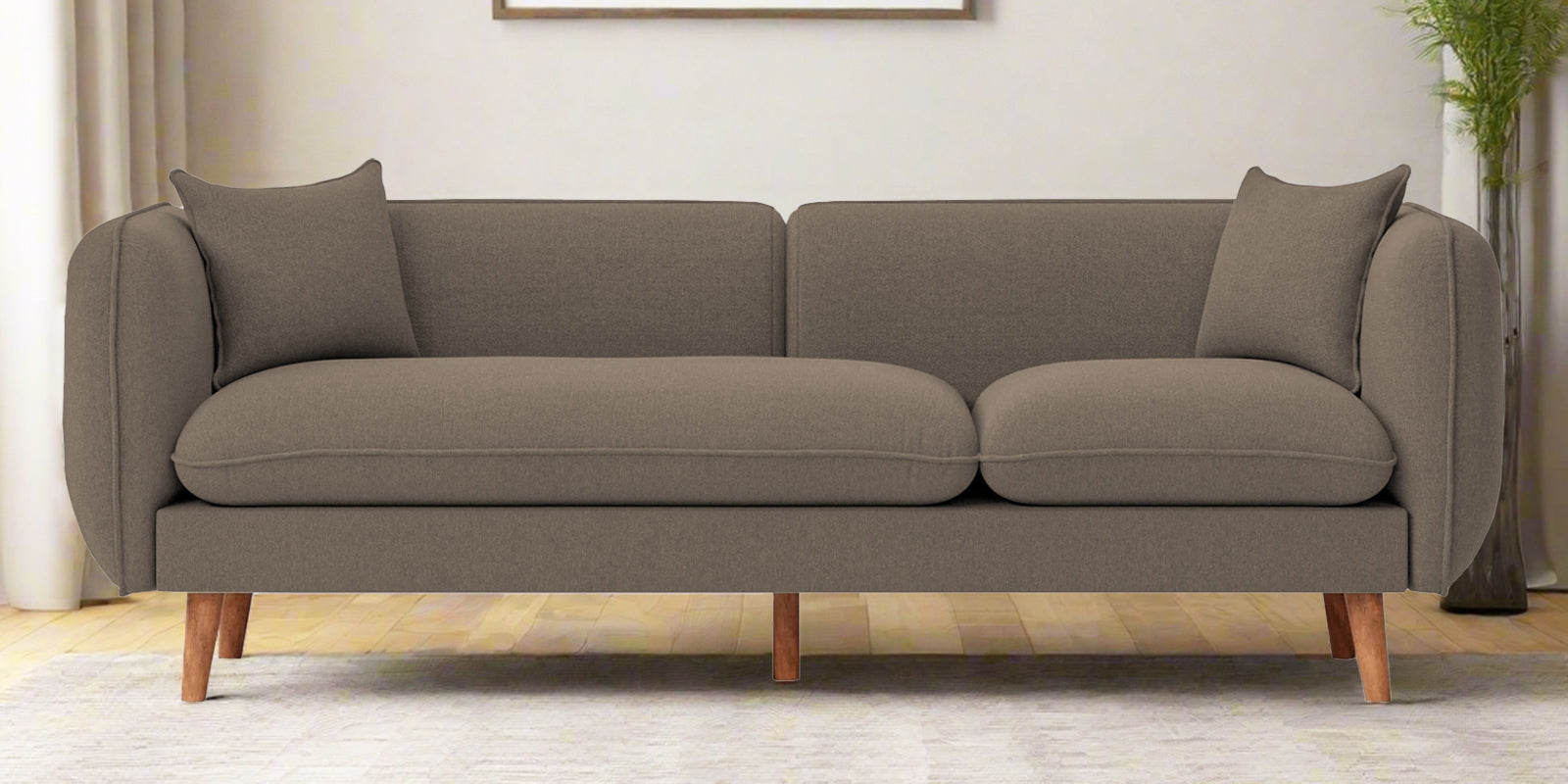 Reva Fabric 3 Seater Sofa In Hazel Beige Colour - Febonic Living