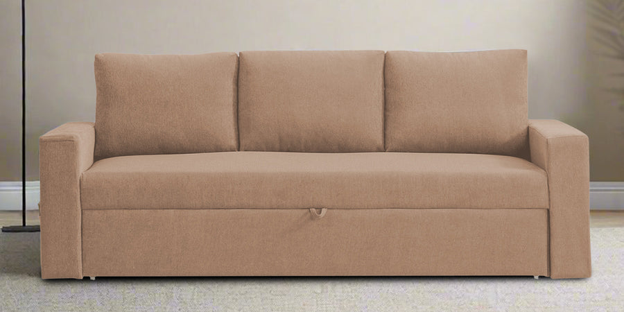 Kara Fabric 3 Seater Pull Out Sofa Cum Bed In Cosmic Beige Colour - Febonic Living