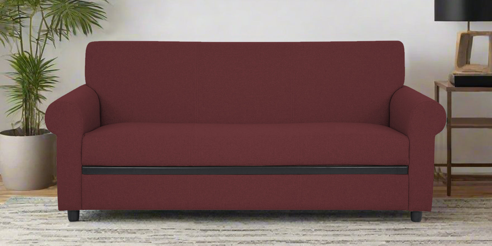 Ribby Fabric 3 Seater Sofa in Blaze Red Colour