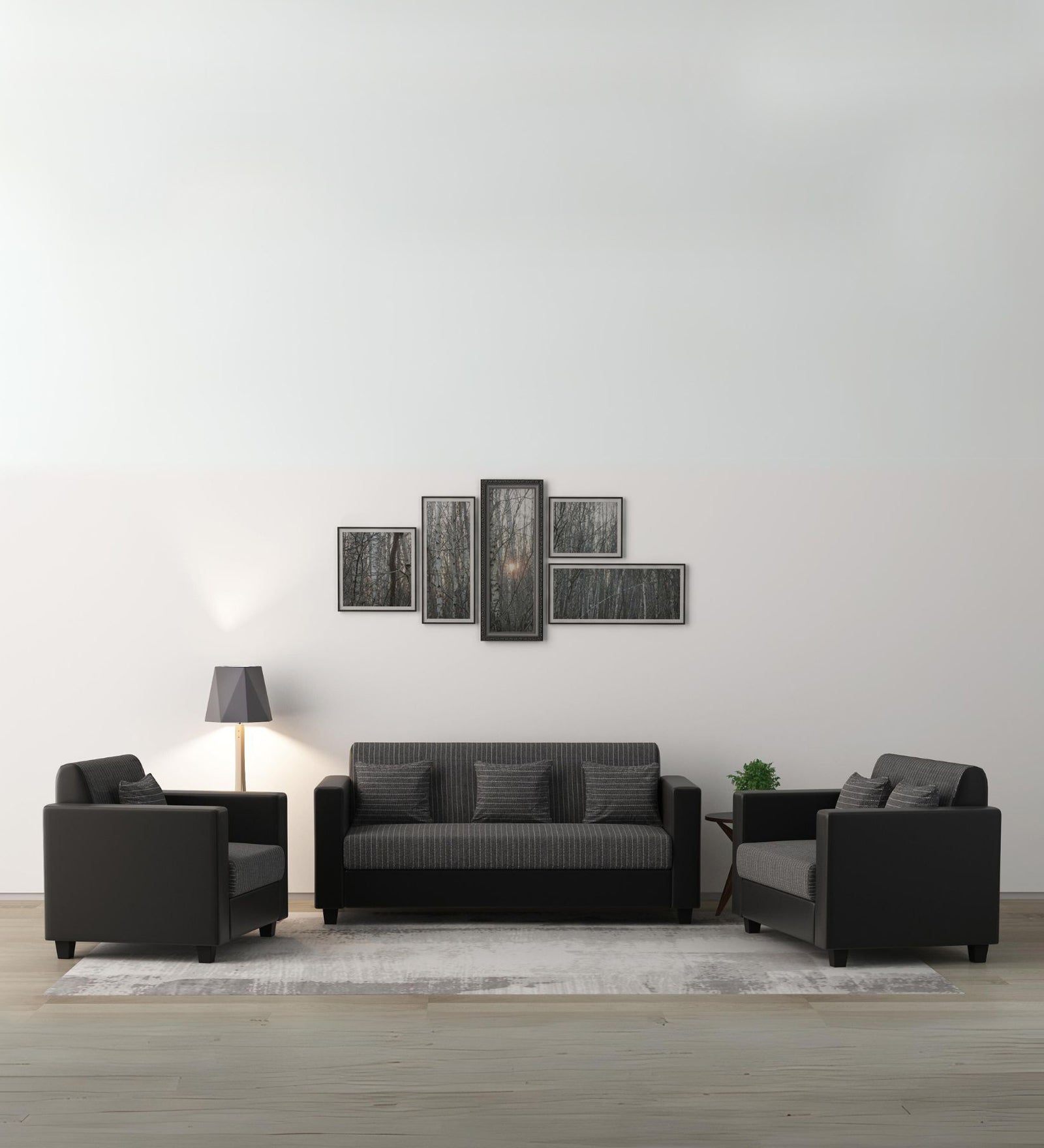 Baley Fabric 3+2+1 Sofa Seater Sofa in Lama Black Colour