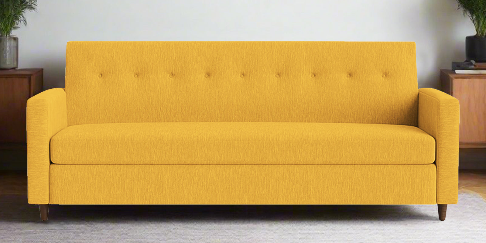 Timon Fabric 2 Seater Sofa in Bold Yellow Colour