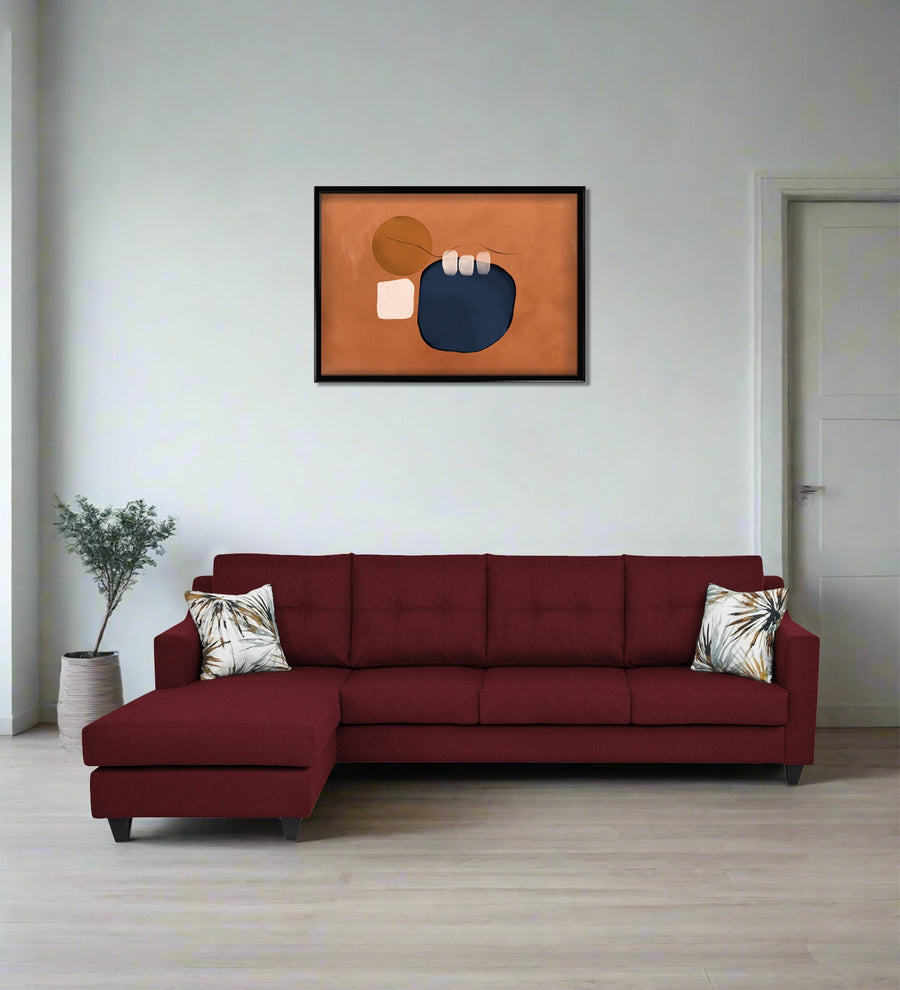 Welly  RHS  (3+Lounger) Fabric Sectional Sofa - Blood Maroon by Febonic Living