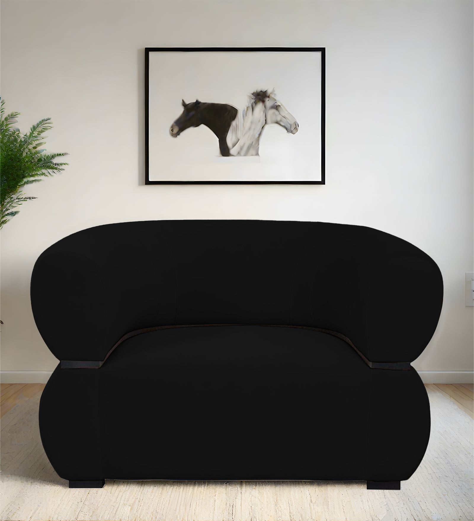 Kula Velvet 1 Seater Sofa In Adam Black Colour