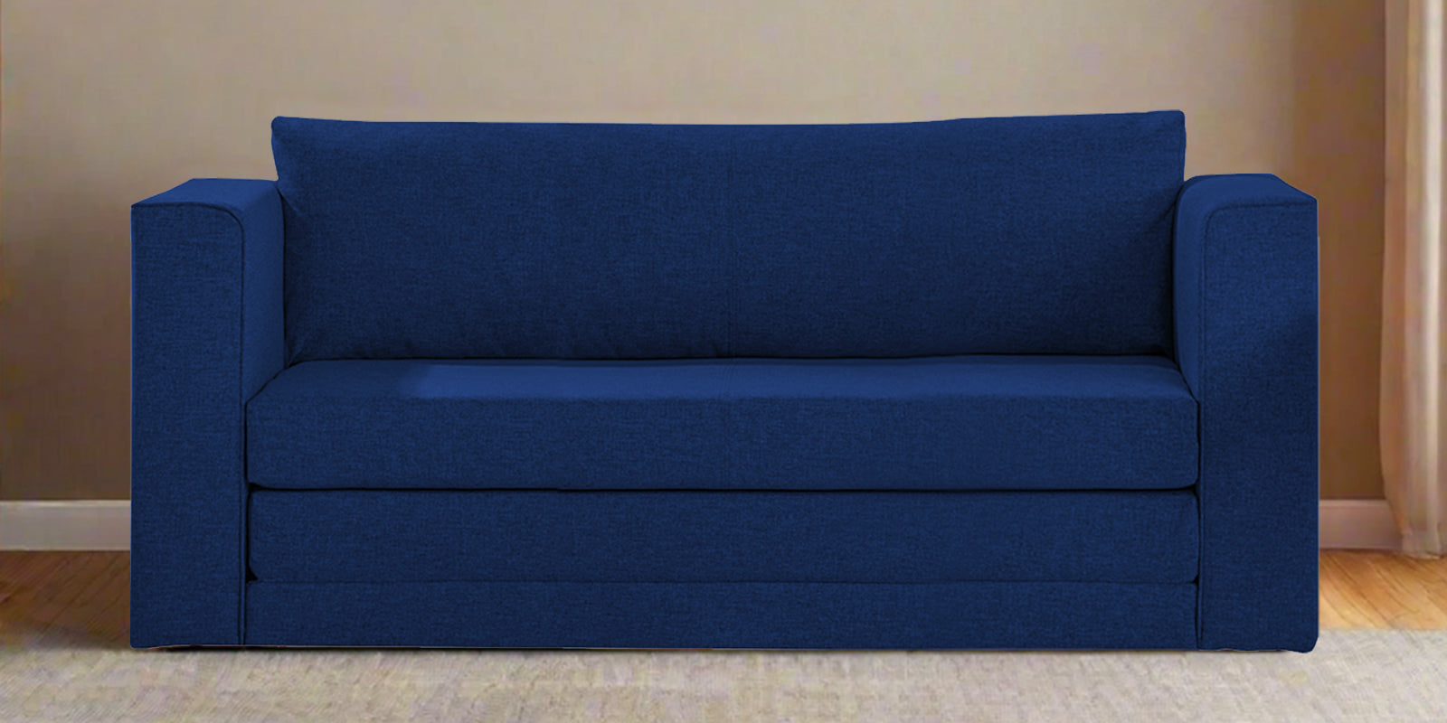 Kenia Fabric 3 Seater Foldable Sofa Cum Bed In Royal Blue Colour - Febonic Living