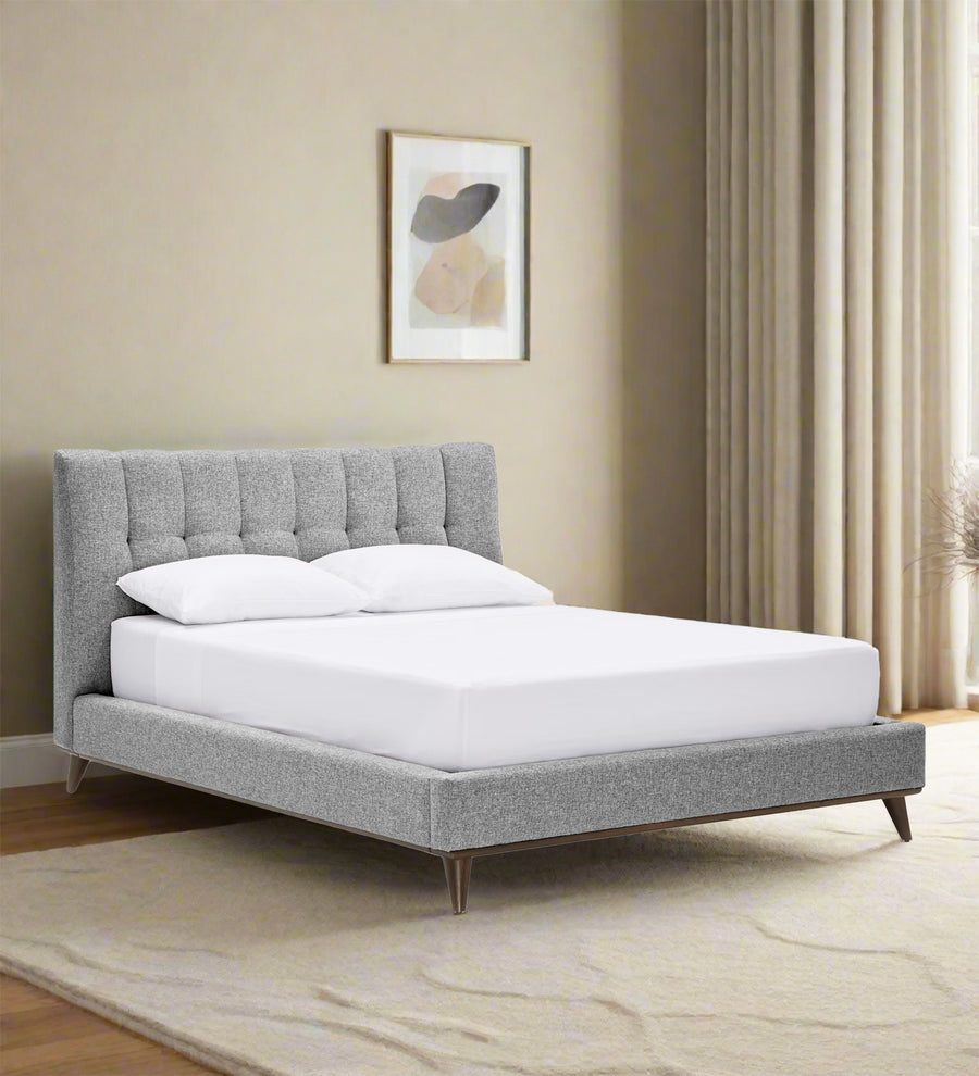 Jasmin  Upholstered Fabric King Size Bed - Lit Grey by Febonic Living