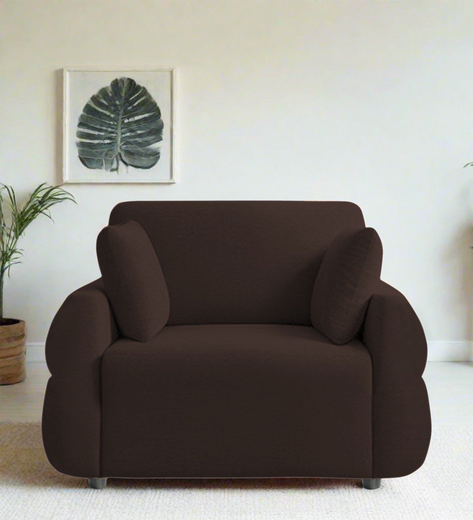 Jack Fabric 1 Seater Sofa In Coffee Brown Colour