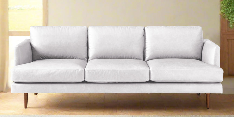 Sterio Leatherette 3 Seater Sofa In Cream White Colour - Febonic Living