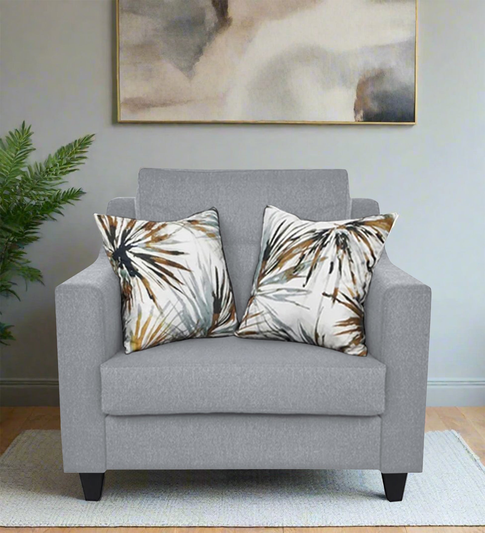 Welly Fabric 1 Seater Sofa In Coin Grey Colour