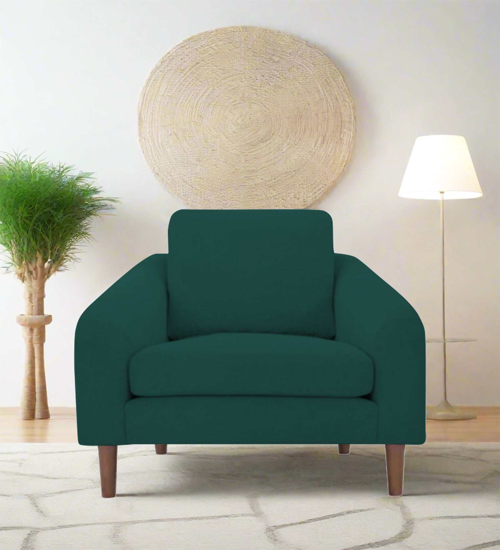 Elara Fabric 1 Seater Sofa in Sage Green Colour