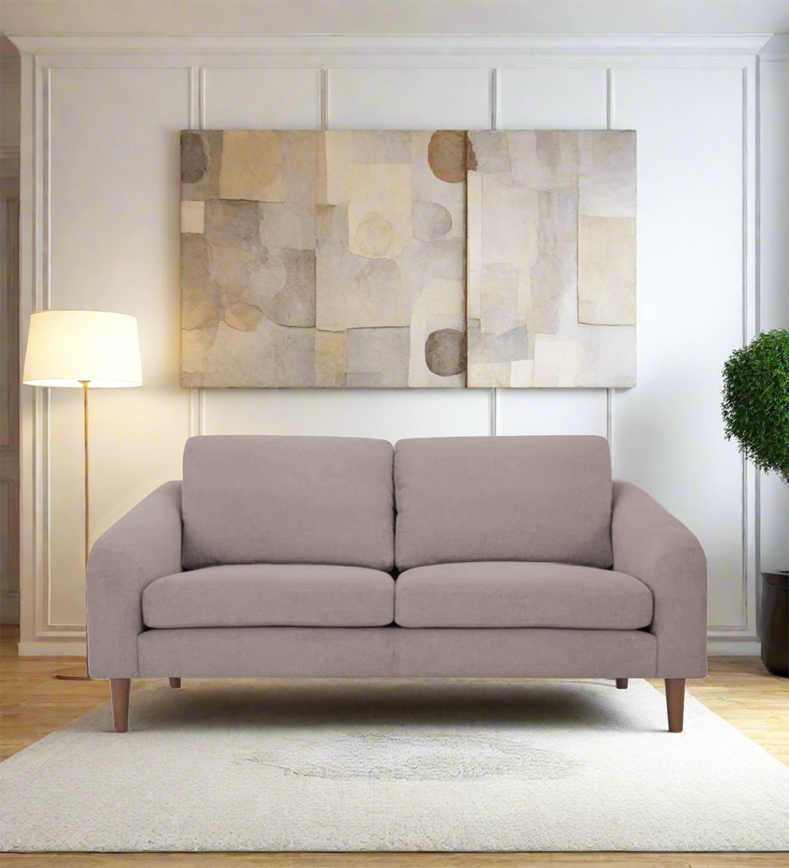 Elara Fabric 2 Seater Sofa in Almond Beige Colour - Febonic Living