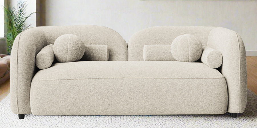 Corny Boucle Fabric 2 Seater Sofa In Shell White Colour - Febonic Living