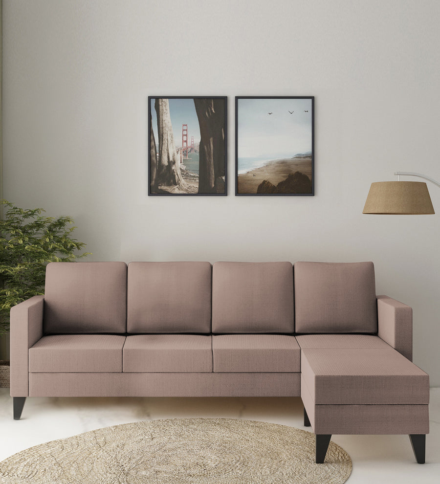 Nori  LHS  (3+Lounger) Fabric Sectional Sofa - Kadhi Beige by Febonic Living