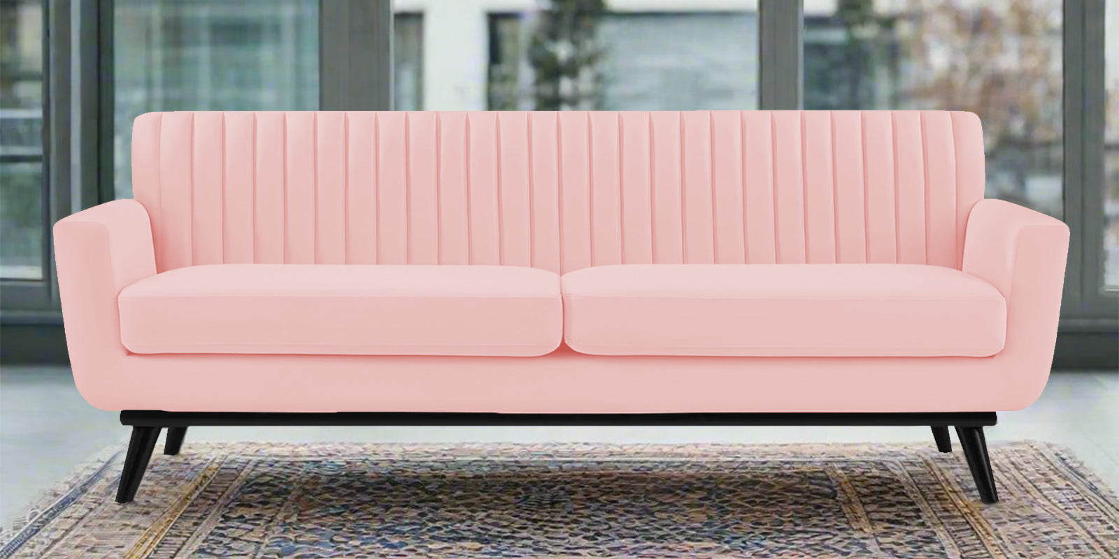 Tucker Velvet 3 Seater Sofa In Millennial Pink Colour