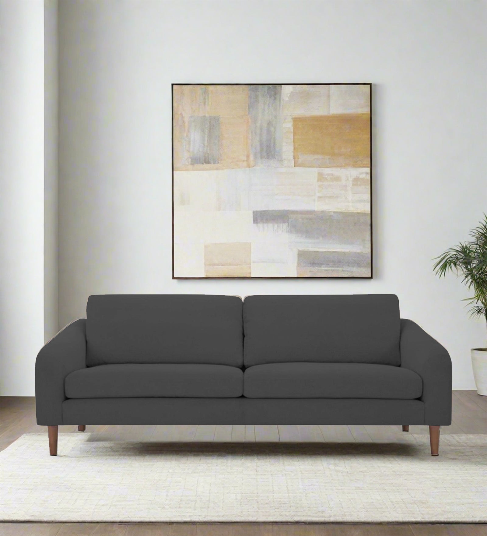 Elara Fabric 3 Seater Sofa in Stone Grey Colour - Febonic Living
