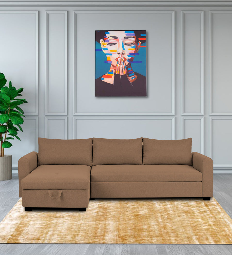 Sigma  RHS  (3+Lounger) Fabric Sectional Sofa - Cosmic Beige by Febonic Living