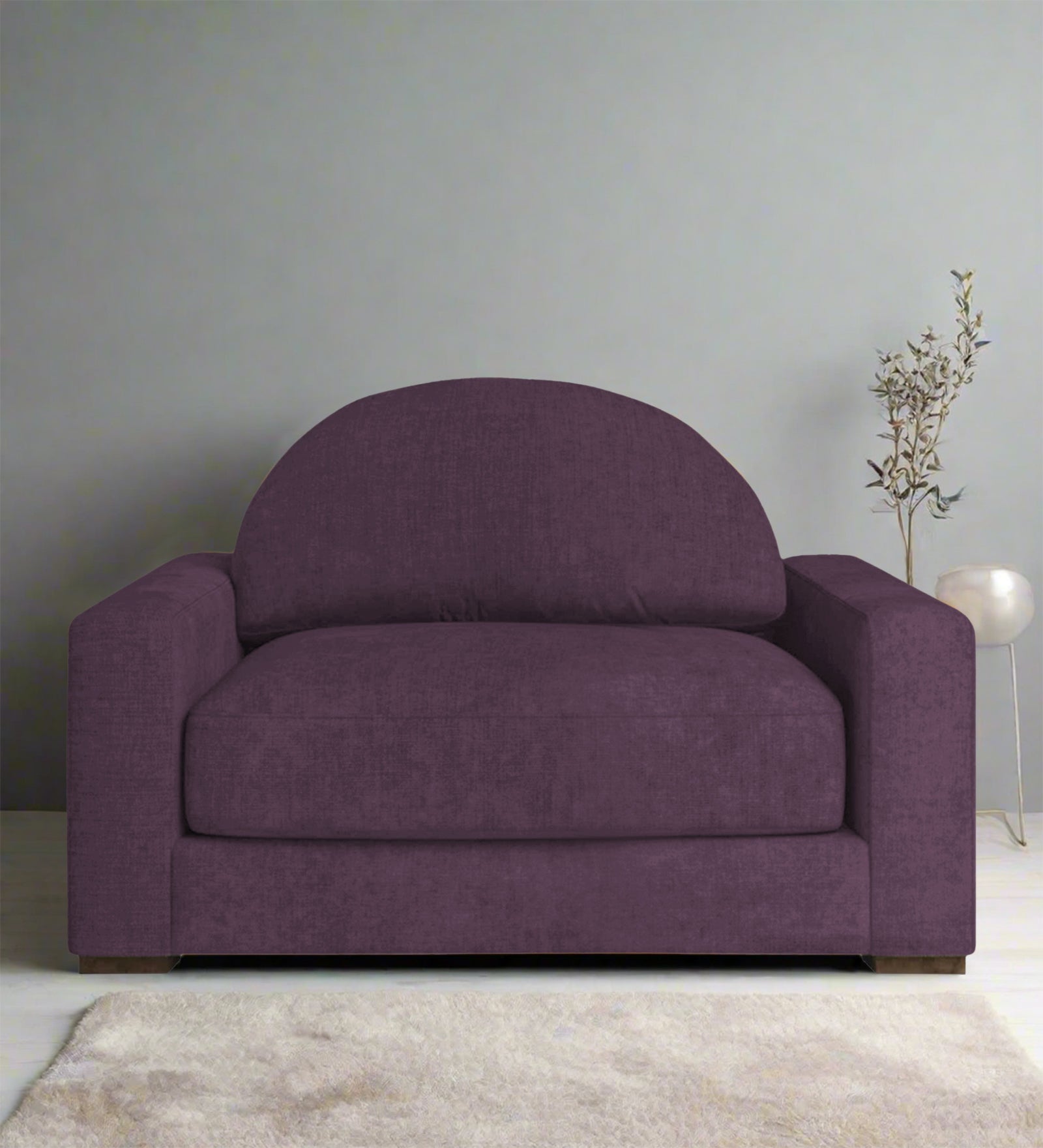 Adara Fabric 1 Seater Sofa In Greek Purple Colour