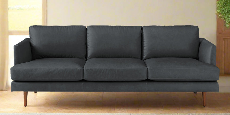 Sterio Leatherette 3 Seater Sofa In Pepper Grey Colour - Febonic Living