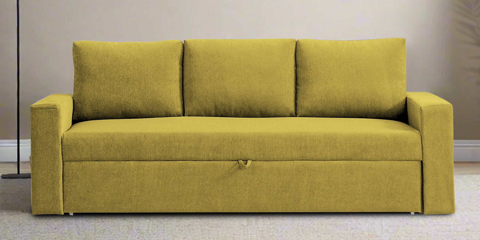 Kara Fabric 3 Seater Pull Out Sofa Cum Bed in Parrot Green Colour