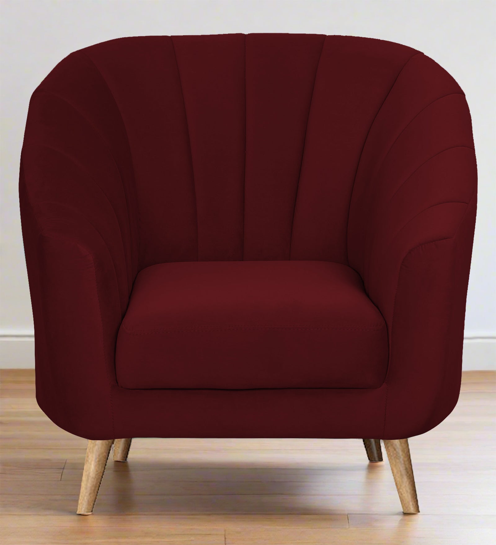 Nancy Velvet 1 Seater Sofa in Dark Maroon Colour