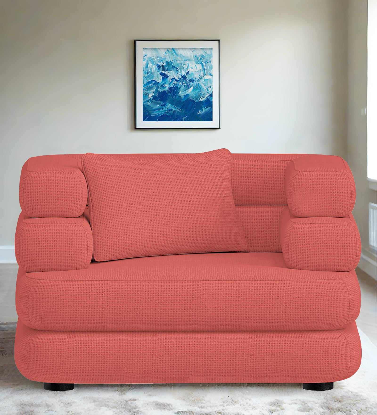 Wener Fabric 1 Seater Sofa in Salmon Pink Colour