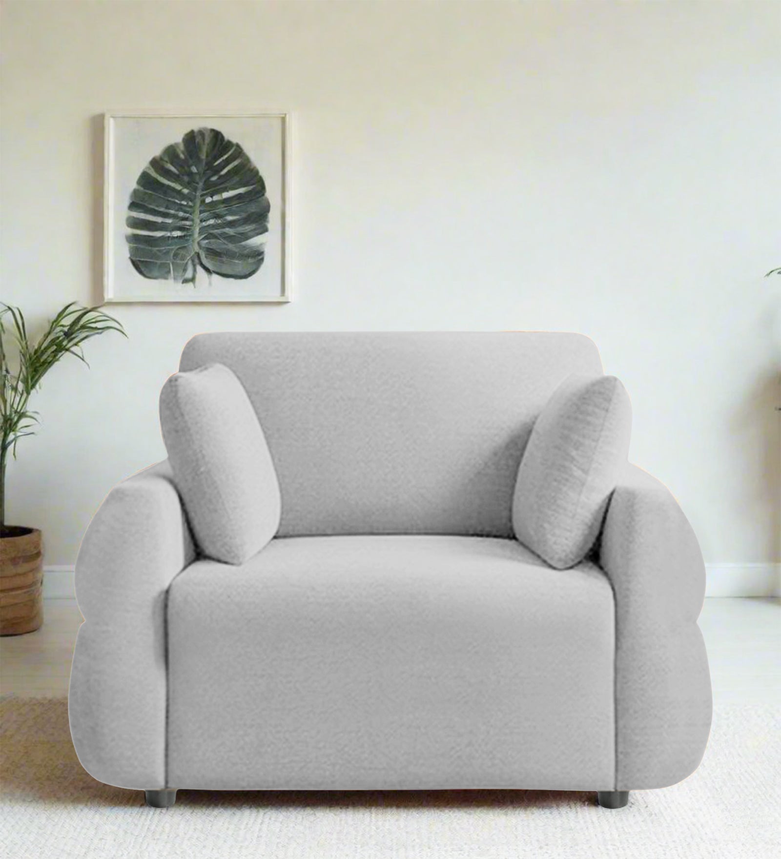 Jack Fabric 1 Seater Sofa In Lit Grey Colour